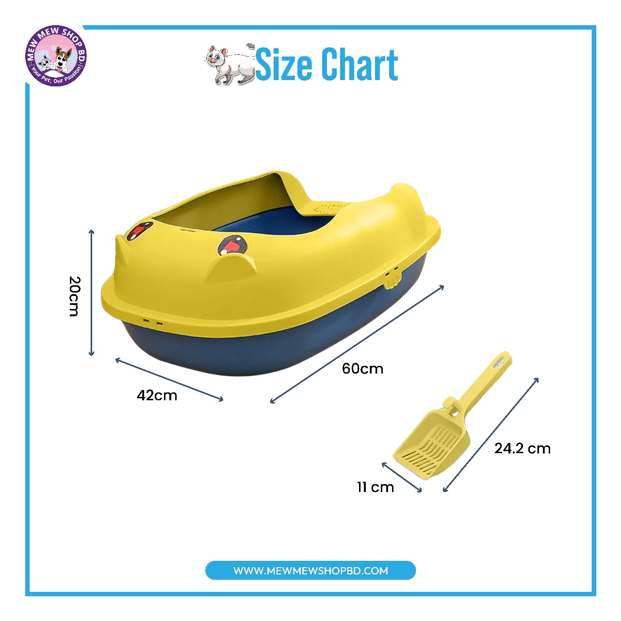 Cat Ear Design Colourful Semi-Enclosed Litter Box with Scoop