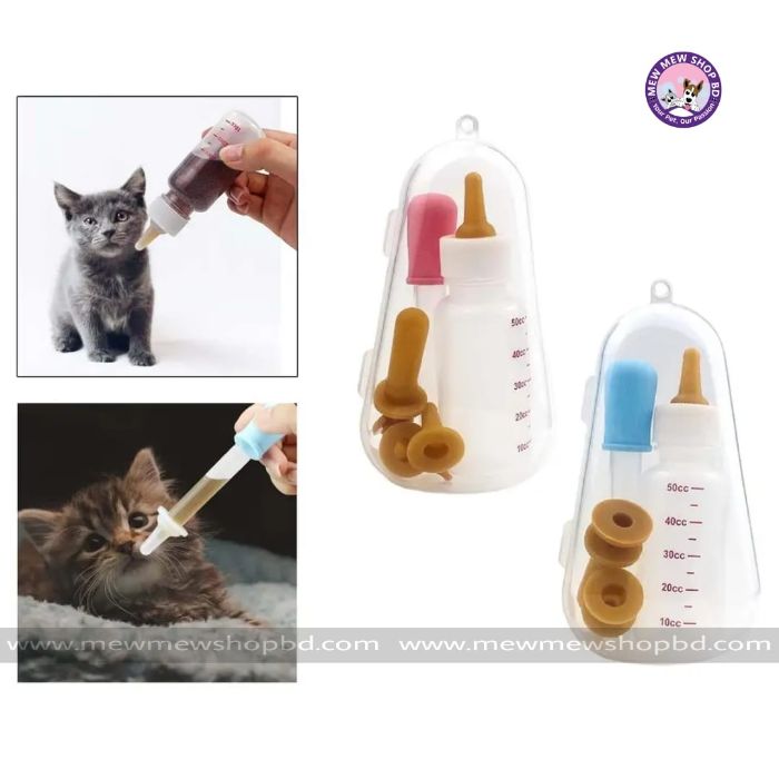 Pet Cat & Dog Baby Feeding Bottle & Dropper Feeder Set with Dustproof Storage Box