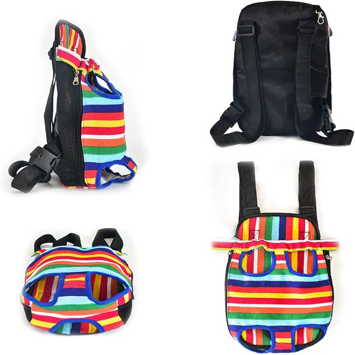 Rainbow Printing Pet Backpack Adjustable Straps Pet Front Cat Dog Mesh Backpack Pet Shoulders Bag