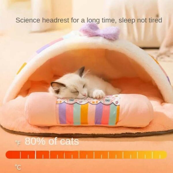 Colourful Multipurpose Pet Cat Comfortable Bed with Blanket & Pillow