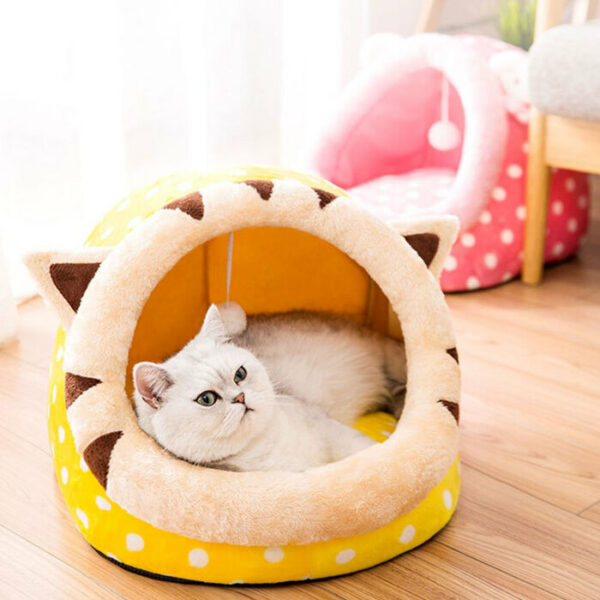 Comfortable Cartoon Cat House for Pet Cat & Puppy Yellow