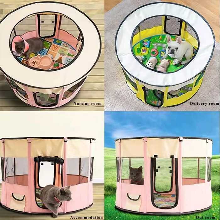 Round Shape Portable Pet Tent Folding Outdoor/Indoor Dog Cat House