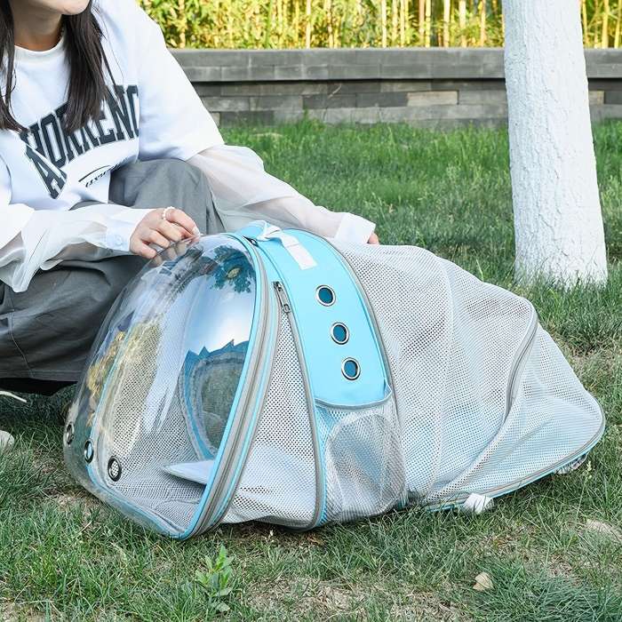 Dual Expandable Pet Carrier Tent Backpack for Pet Cat & Bunny