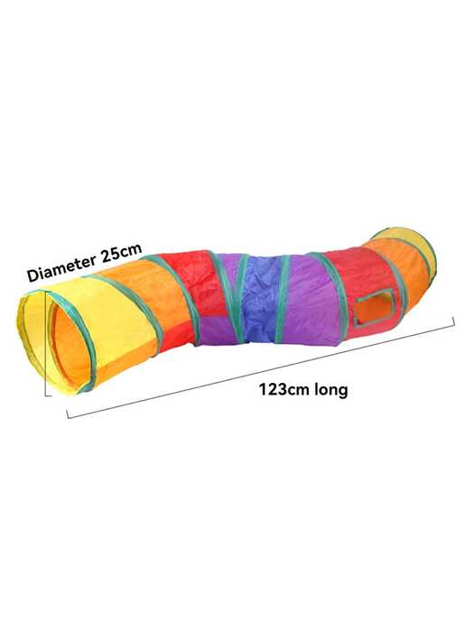 S Shape Foldable Pet Cat Rainbow Colored Tunnel Toy for Indoor Playing