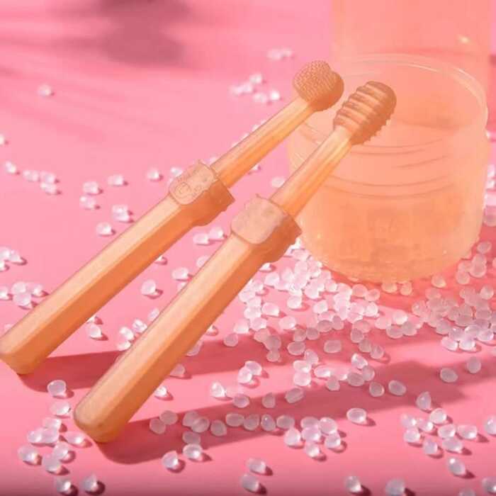 2pcs Set Multifunctional Pet Cat & Dog Silicone Flexible Toothbrush & Tongue Scraper