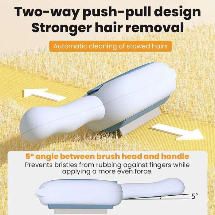 Two Way Push Pull Design Reusable Pet Fur Remover Brush