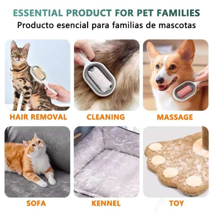 Double Sided Pet Cat & Puppy Grooming Brush with Using Wipes