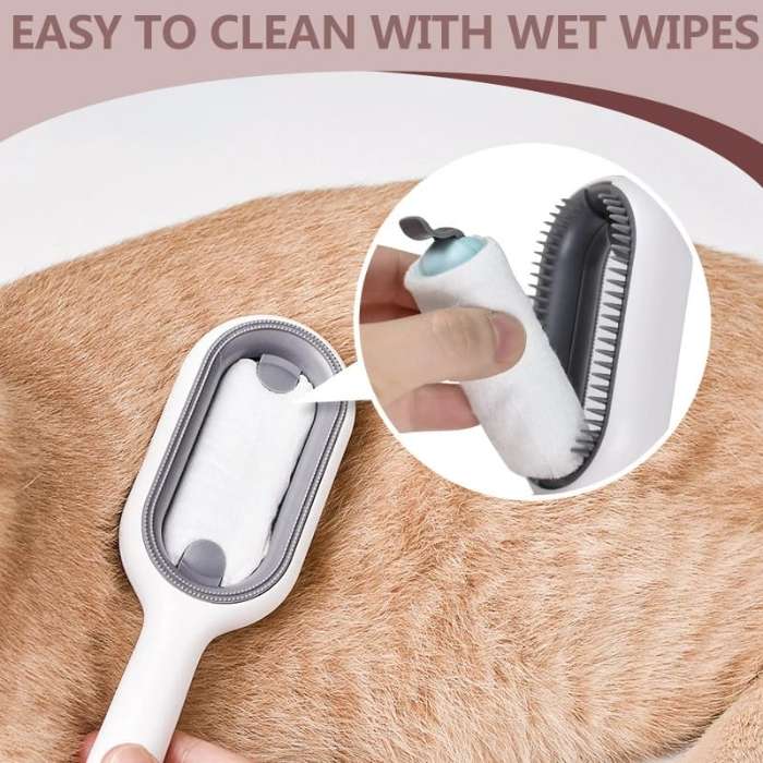 Double Sided Pet Cat & Puppy Grooming Brush with Using Wipes