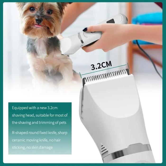 Multifunctional Pet Cat & Dog Grooming Kit with 4 Blades Low Noise Cordless Rechargeable Trimmer