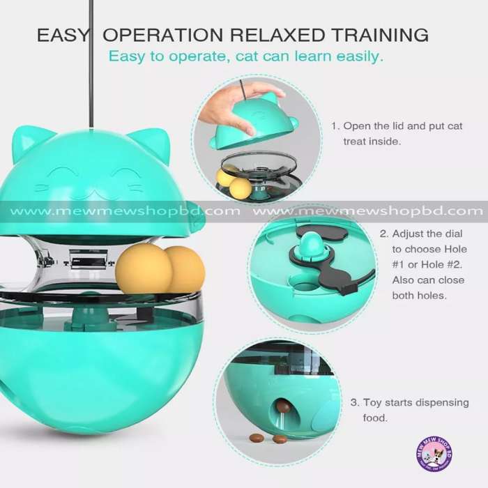 Cat Food Dispenser Tumbler Toy with Rolling Balls and Slow Feeder
