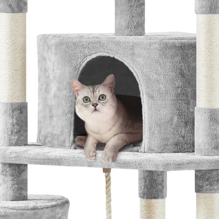 3Tier Large Cat Scratching Post/ Tree with Tow House & Hammock including Scratcher Pad for Pet Cat