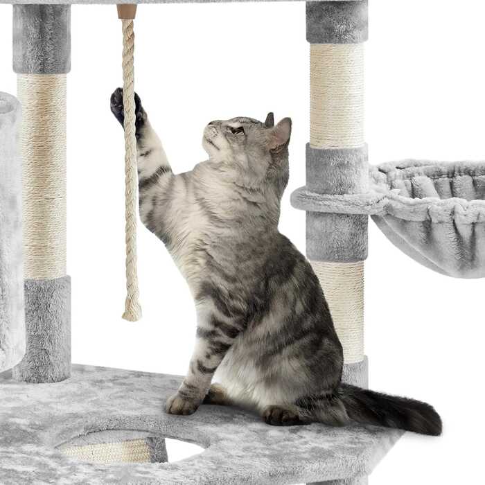 3Tier Large Cat Scratching Post/ Tree with Tow House & Hammock including Scratcher Pad for Pet Cat