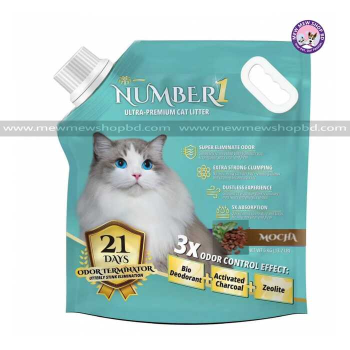 Number 1 Ultra-Premium 21 DAYS ODOR TERMINATOR Cat Litter with Mocha Scent 6kg