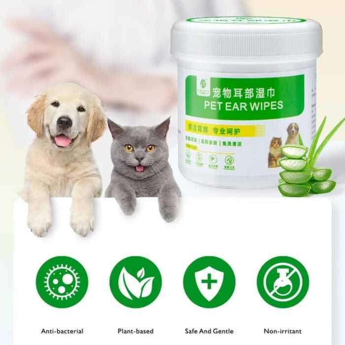 130pcs Box Pet Ear Wipes for Cats, Puppies & Dogs