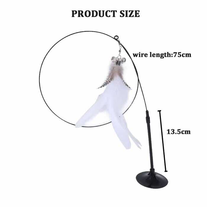 Red Cat Feather Toy Suction Cup Kitten Feather Teaser Toy Stick Swing Interactive Cat Toys