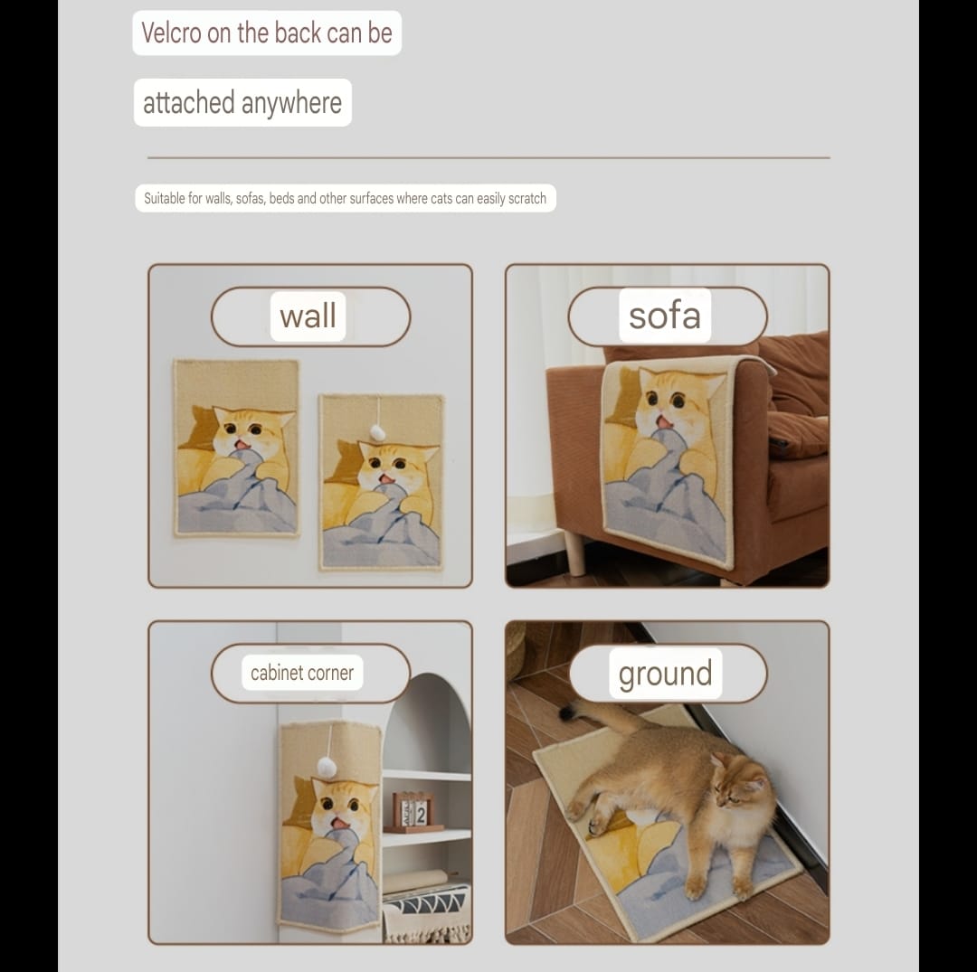 Premium Decorative painted cat scratcher board to protect furniture with Adhesive Tape