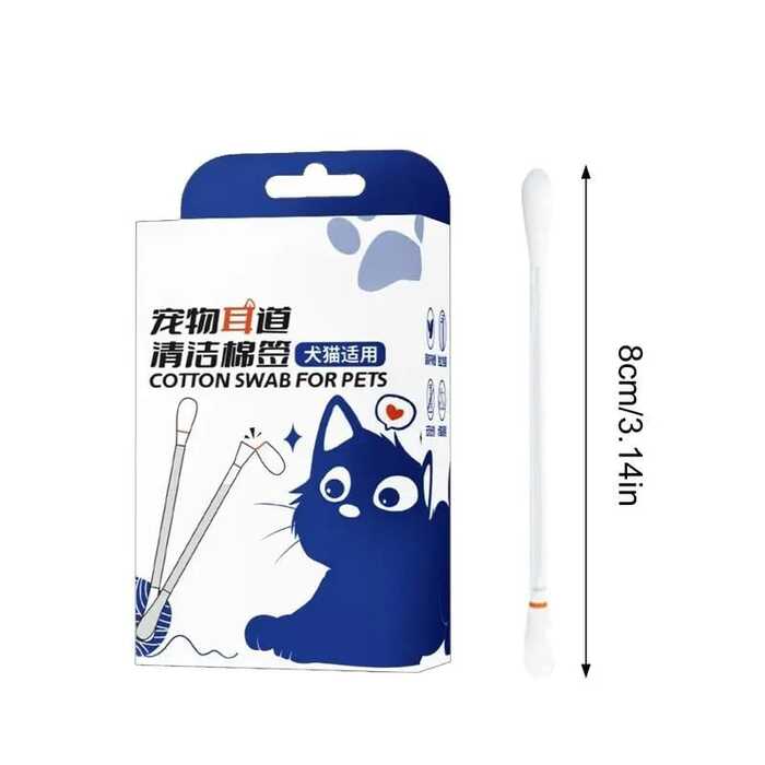Kaiyan 50pcs Box pet ear cleaning special pet cotton swab to clean ear mites, cotton swab to pick ears mites from cats and dogs