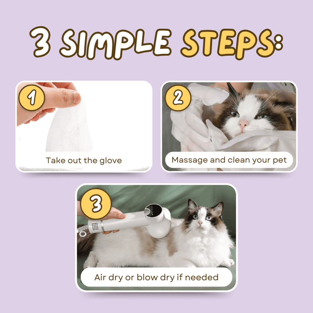 6pcs Pet Grooming Gloves Wipes for Pets