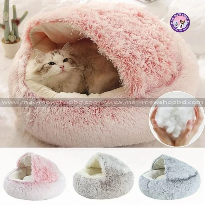 2 in1 Soft Plush Pet Bed House with Cover for Small Dogs & Cats