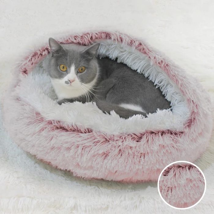 2 in1 Soft Plush Pet Bed House with Cover for Small Dogs & Cats