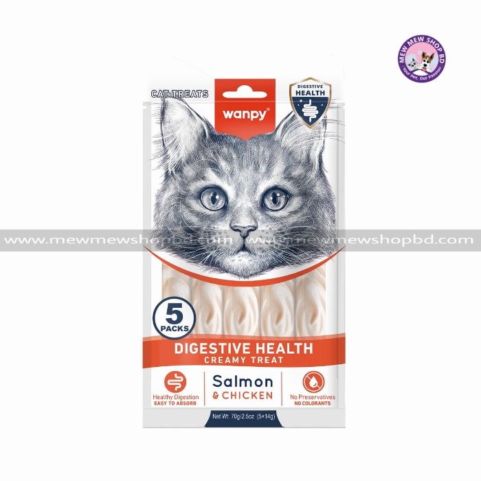 Wanpy Medicated Creamy Cat Treat Digestive Health Salmon & Chicken 70gm