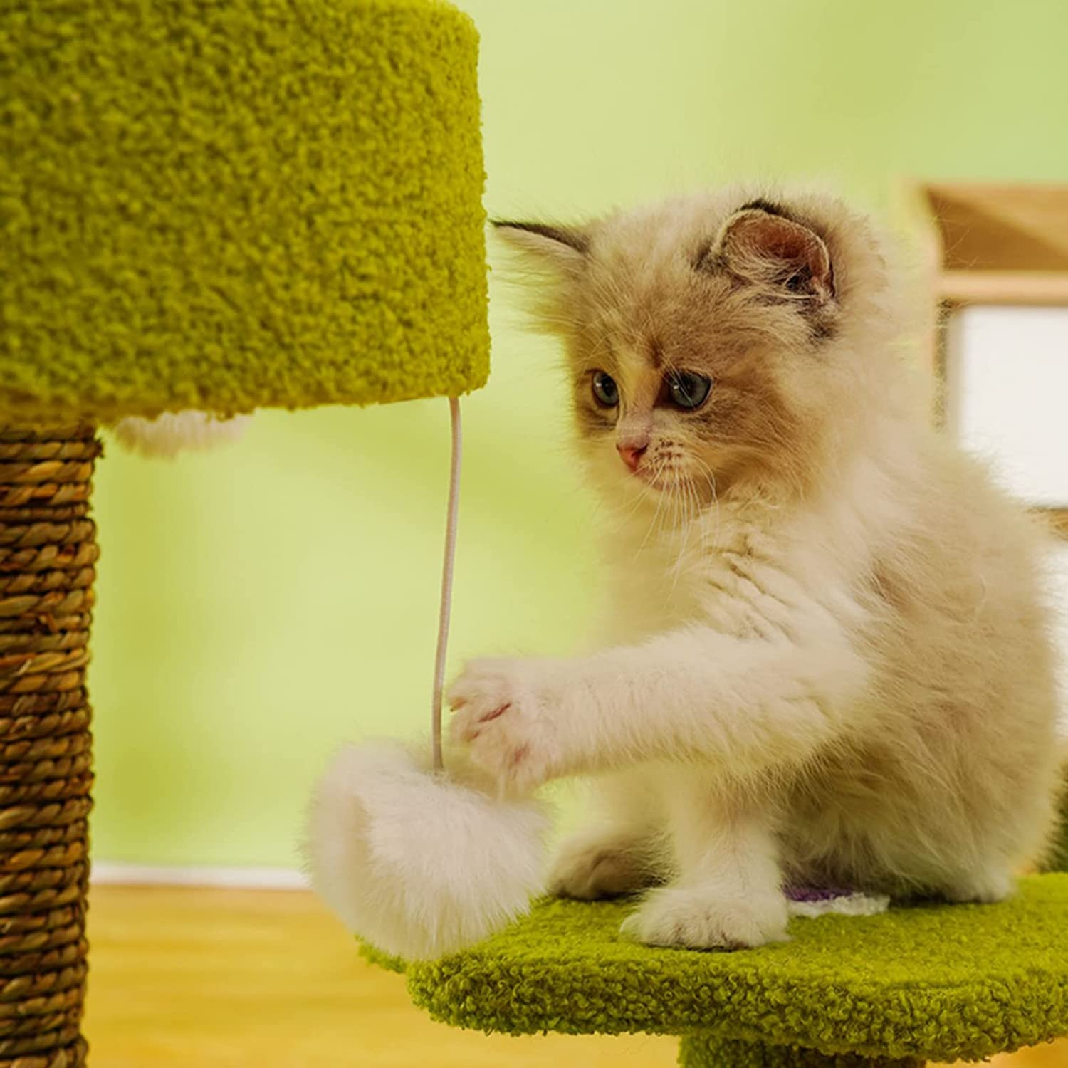 Nature Sisal Cat Scratcher Tower Tree House with Cat Perch, Cactus Cat Climbing Frame for Cats and Kittens