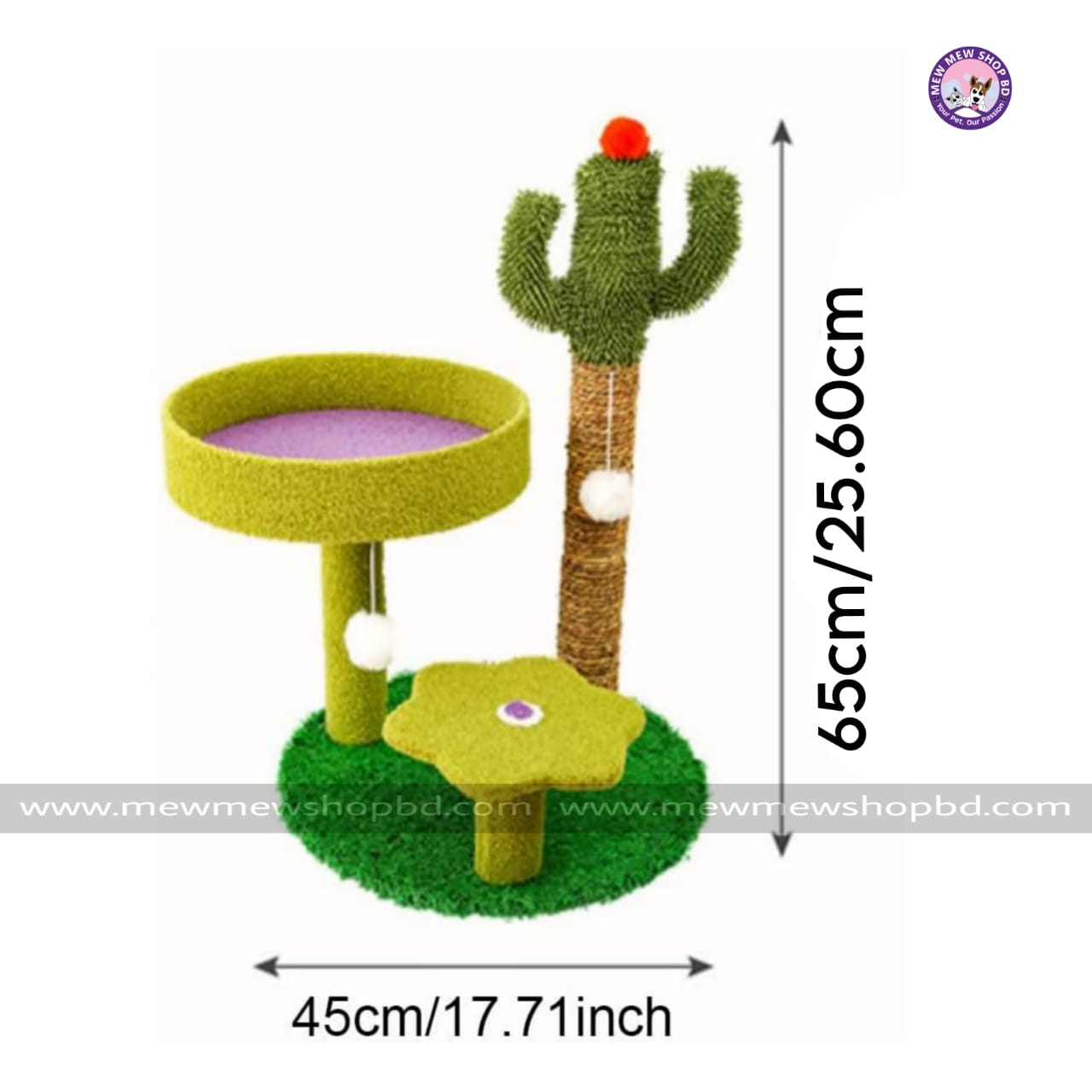 Nature Sisal Cat Scratcher Tower Tree House with Cat Perch, Cactus Cat Climbing Frame for Cats and Kittens