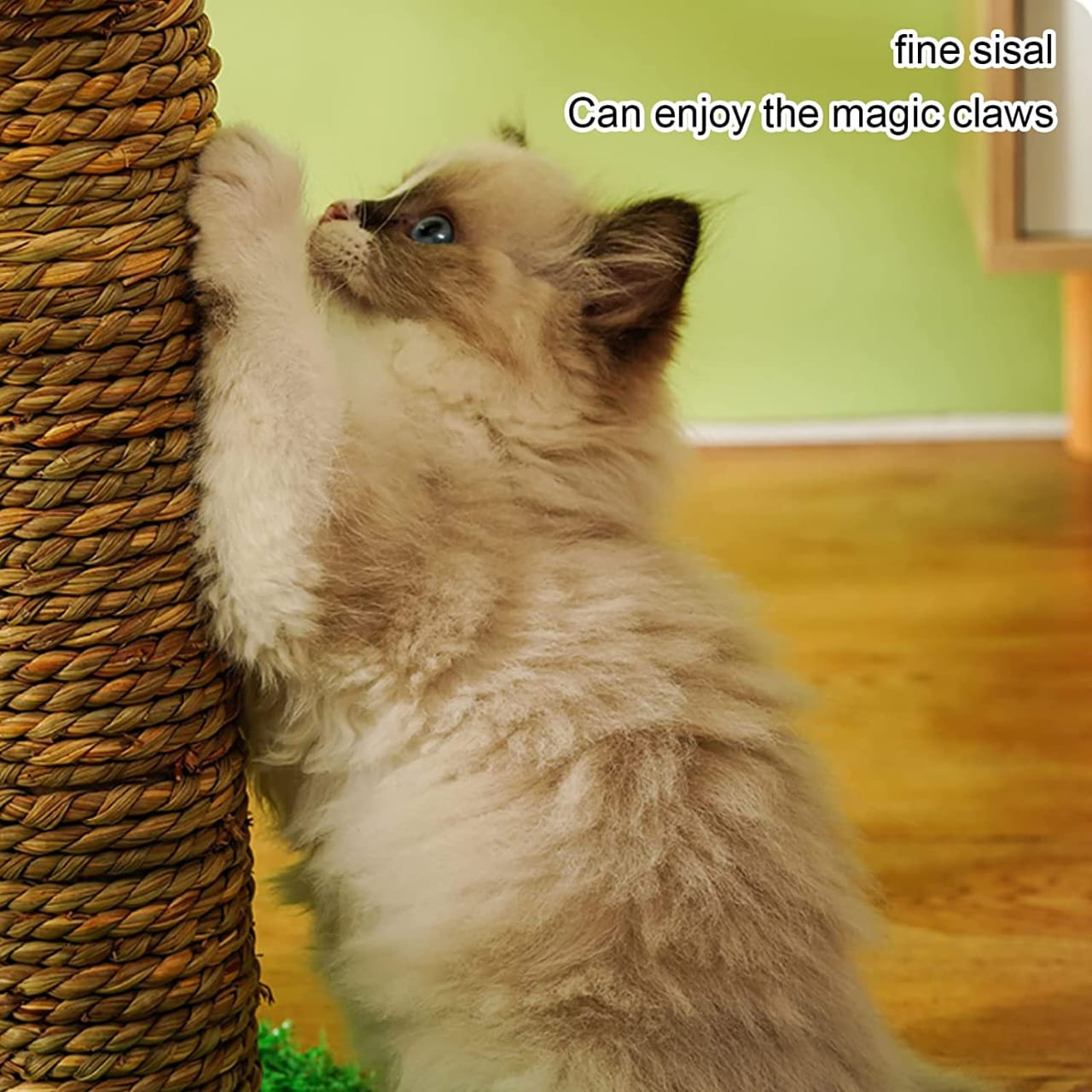 Nature Sisal Cat Scratcher Tower Tree House with Cat Perch, Cactus Cat Climbing Frame for Cats and Kittens