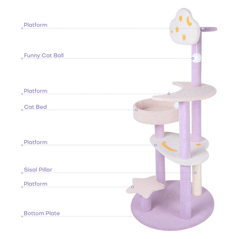Moon Shape Multifunctional Cat Climbing Tower Tree for Scratching