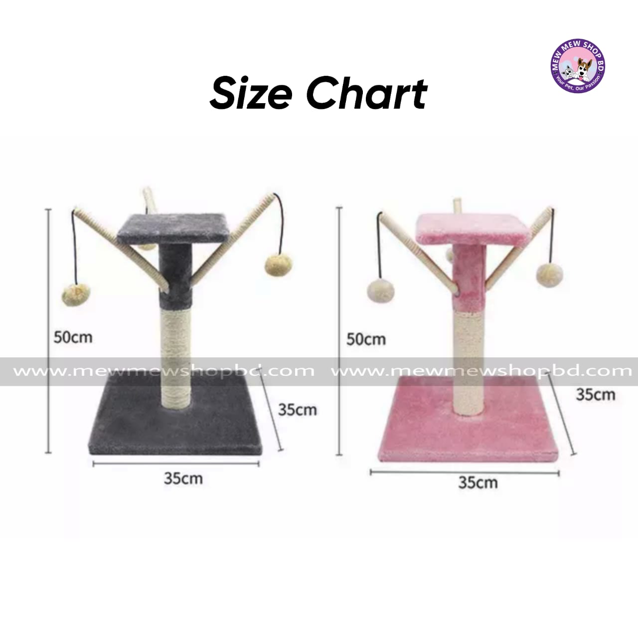 Single Tower Tripple Sided Plush Ball Cat Tree (KL076)