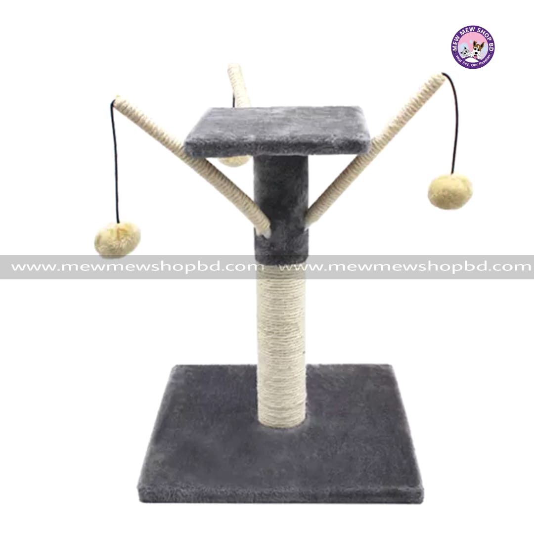 Single Tower Tripple Sided Plush Ball Cat Tree (KL076)