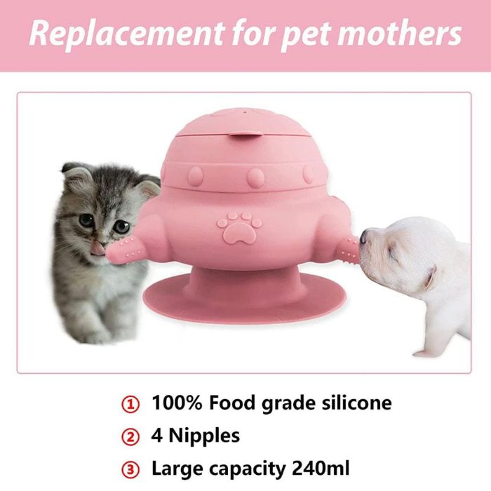 Cat & Puppy Feeding Station with 4 Nipples 200ml Nursing Bottle kits for Newborns and Kittens Feeder