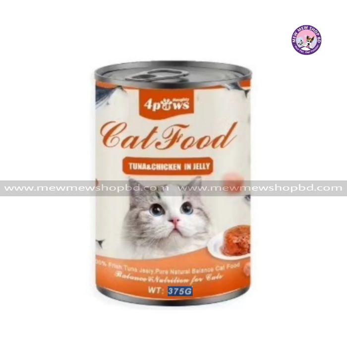 Naughty 4Paws Cat Can Food Tuna and Chicken in Jelly 375g