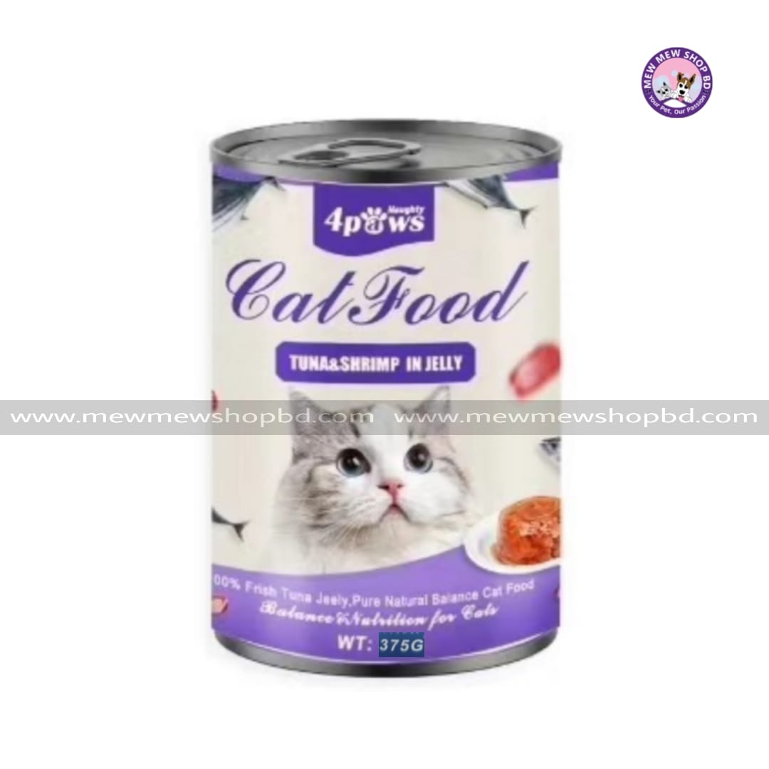 Naughty 4Paws Cat Can Food Tuna and Shrimp in Jelly 375g