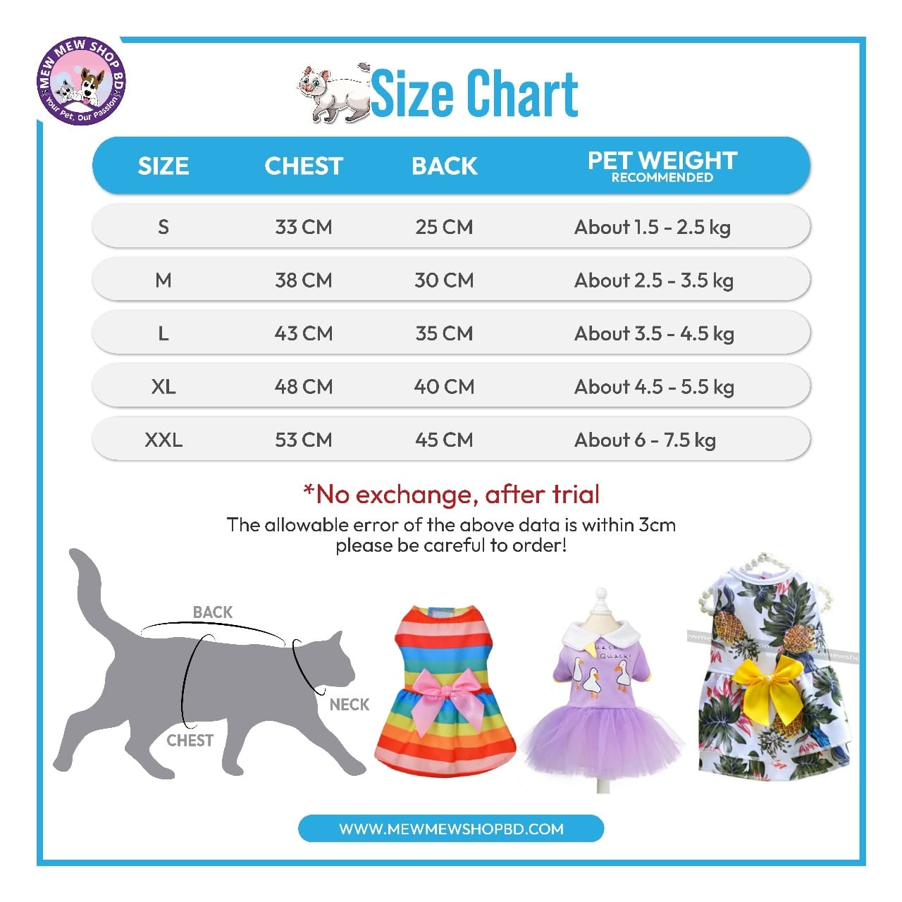 Bow knot Decor Round Neck Summer Dress / Skirt / Frock for Pet Cat ( No Exchange )