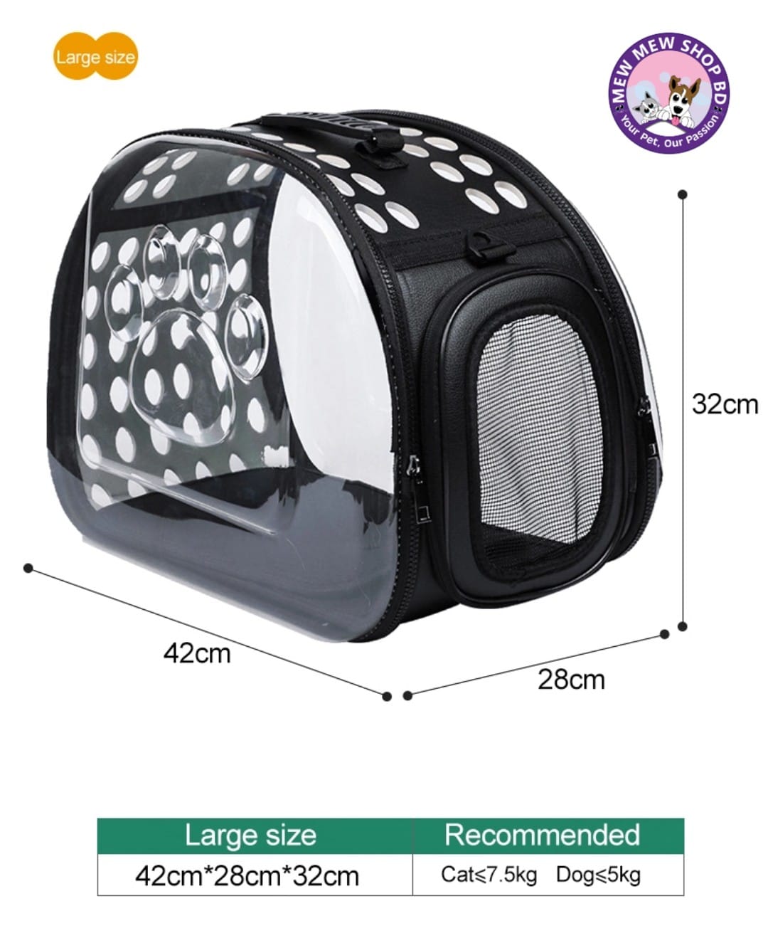 Transparent Pet Cat Carrier Travel Handbag Carry Bag