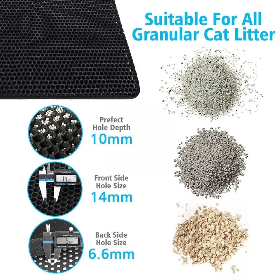 Waterproof Nonslip Double Layer Pet Litter Box Mat with Adhesive Tape