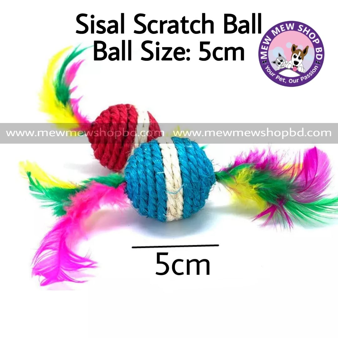 Sisal Scratch Feather Ball -Toy For Cats