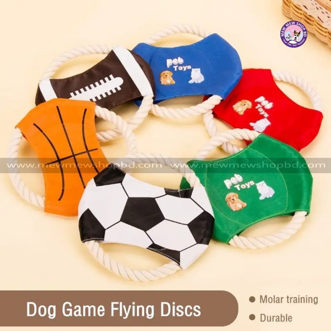 Durable Dog Outdoor Training Flying Saucer/ Frisbee Toy with Chewing Cotton Rope