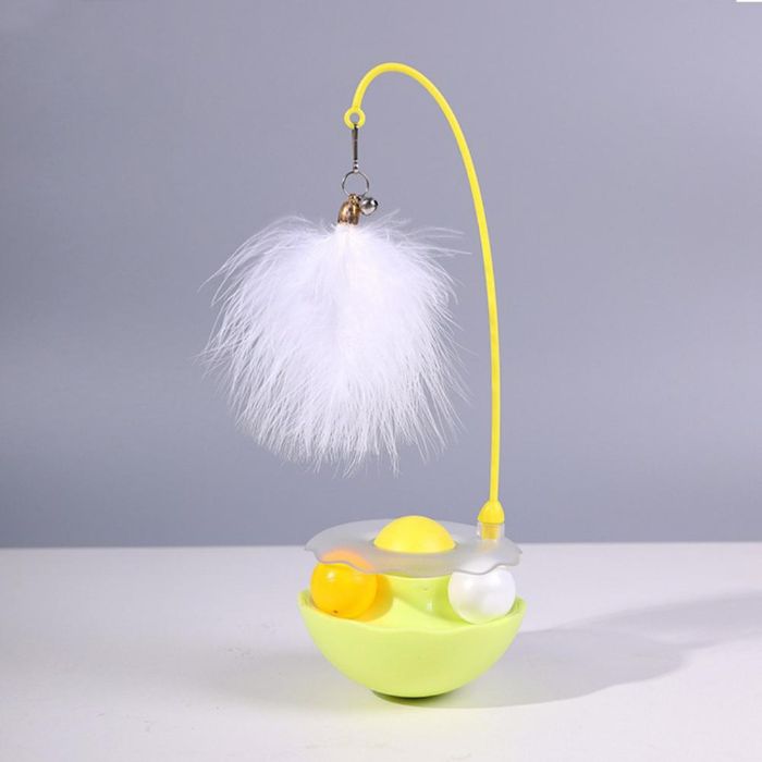 360 Degree Rotating Cat Tumbler Toy with Bell, Feather & Catnip