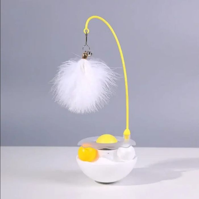 360 Degree Rotating Cat Tumbler Toy with Bell, Feather & Catnip