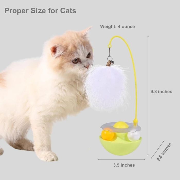 360 Degree Rotating Cat Tumbler Toy with Bell, Feather & Catnip
