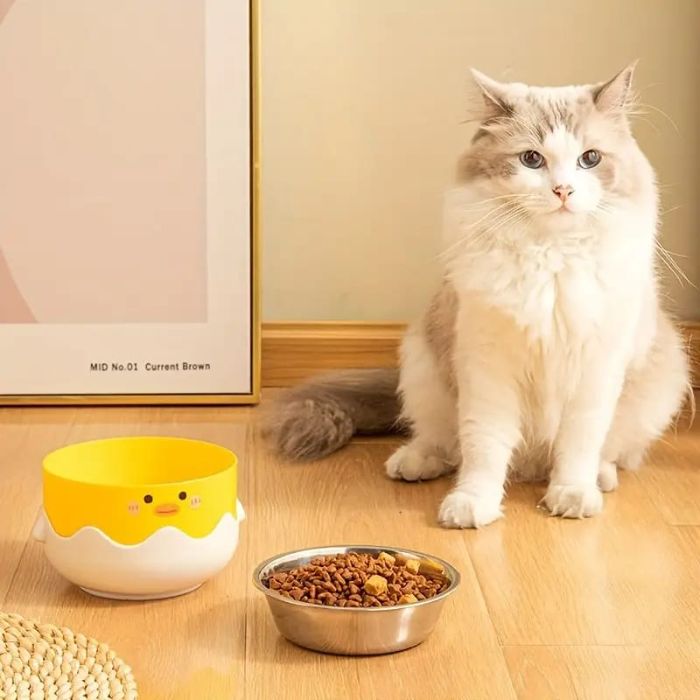 Triple Part Single Pet Cartoon Face Design Food Bowl for Pet Cat & Puppy