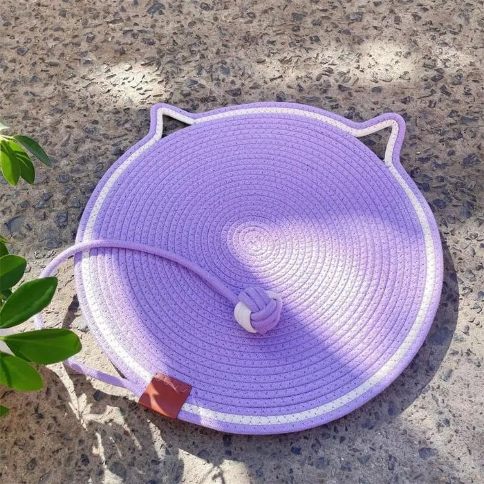 Multipurpose Woven Cotton Cord Cat Scratching / scratcher Pad as Pet Bed with Teaser Ball