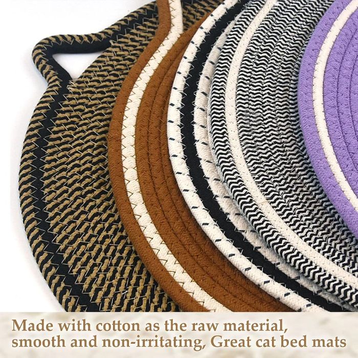 Multipurpose Woven Cotton Cord Cat Scratching / scratcher Pad as Pet Bed with Teaser Ball
