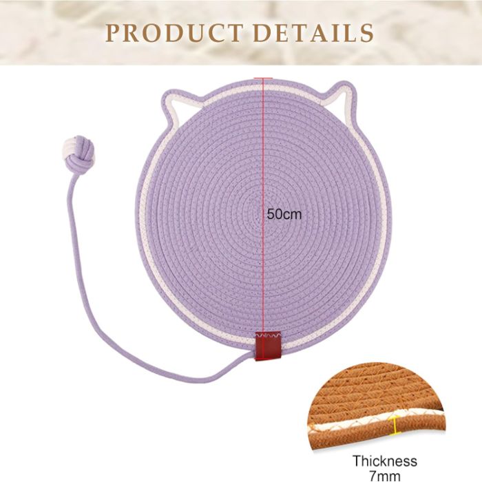 Multipurpose Woven Cotton Cord Cat Scratching / scratcher Pad as Pet Bed with Teaser Ball