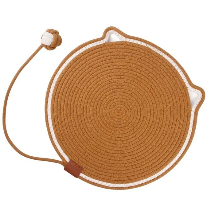 Multipurpose Woven Cotton Cord Cat Scratching / scratcher Pad as Pet Bed with Teaser Ball
