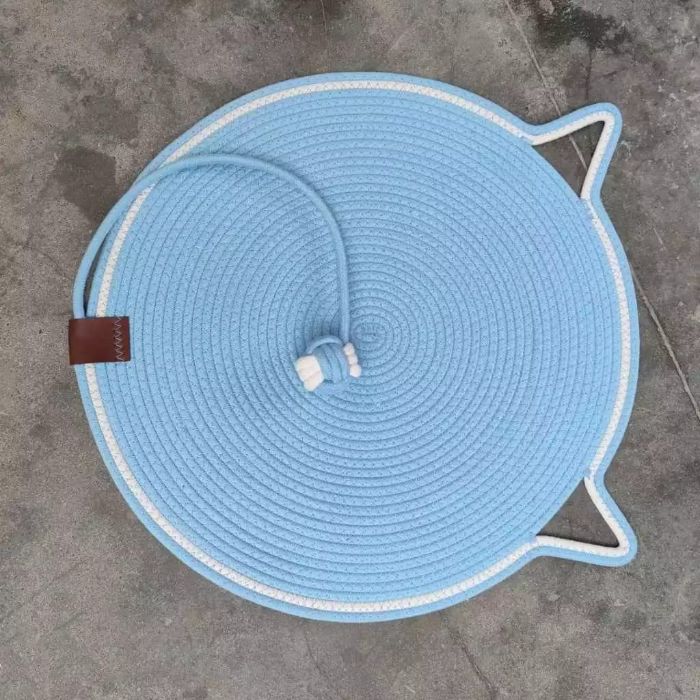 Multipurpose Woven Cotton Cord Cat Scratching / scratcher Pad as Pet Bed with Teaser Ball