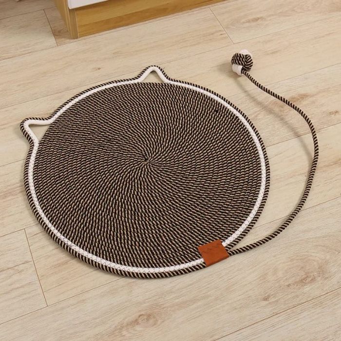 Multipurpose Woven Cotton Cord Cat Scratching / scratcher Pad as Pet Bed with Teaser Ball