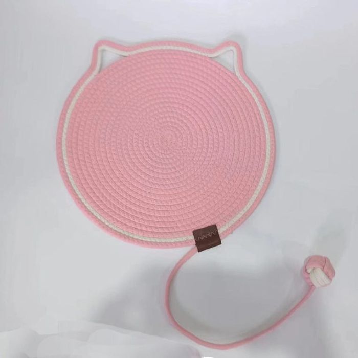 Multipurpose Woven Cotton Cord Cat Scratching / scratcher Pad as Pet Bed with Teaser Ball